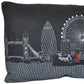 14" X 24" Dark Gray And White London Nighttime Skyline Lumbar Decorative Pillow