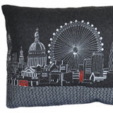 14" X 24" Dark Gray And White London Nighttime Skyline Lumbar Decorative Pillow