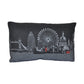 14" X 24" Dark Gray And White London Nighttime Skyline Lumbar Decorative Pillow