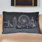 14" X 24" Black Gray and White Hometown Pride Wool Lumbar Throw Pillow
