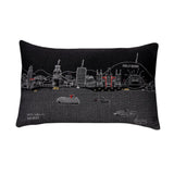 14" X 24" Black Gray and White Hometown Pride Wool Lumbar Throw Pillow