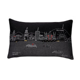 14" X 24" Dark Gray And White Los Angeles Nighttime Skyline Lumbar Decorative Pillow