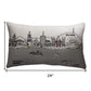 14" X 24" Cream Los Angeles Daylight Skyline Lumbar Decorative Pillow