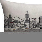 14" X 24" Cream Los Angeles Daylight Skyline Lumbar Decorative Pillow