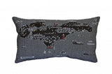 14" X 24" Dark Gray And White Michigan Upper Peninsula Nighttime Skyline Lumbar Decorative Pillow