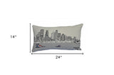 14" X 24" Cream Minneapolis Daylight Skyline Lumbar Decorative Pillow