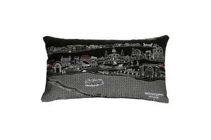 14" X 24" Dark Gray And White New Orleans Nighttime Skyline Lumbar Decorative Pillow