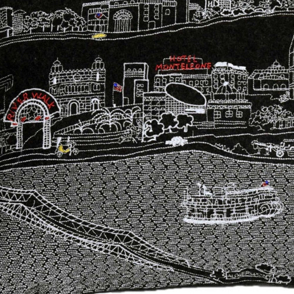 14" X 24" Black Gray and White Hometown Pride Wool Lumbar Throw Pillow