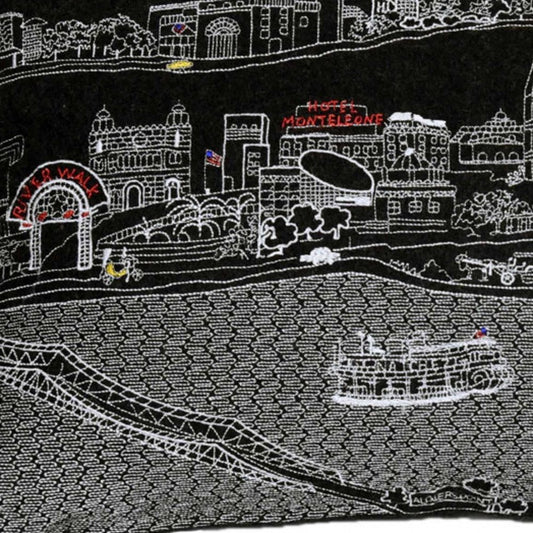 14" X 24" Black Gray and White Hometown Pride Wool Lumbar Throw Pillow