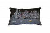 14" X 24" Black Gray and White Hometown Pride Wool Lumbar Throw Pillow