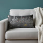14" X 24" Dark Gray And White NYC Nighttime Skyline Lumbar Decorative Pillow