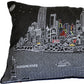 14" X 24" Dark Gray And White NYC Nighttime Skyline Lumbar Decorative Pillow