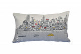 14" X 24" Cream NYC Daylight Skyline Lumbar Decorative Pillow