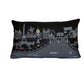 14" X 24" Dark Gray And White Paris Nighttime Skyline Lumbar Decorative Pillow