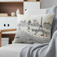14" X 24" Cream Paris Daylight Skyline Lumbar Decorative Pillow