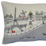 14" X 24" Cream Paris Daylight Skyline Lumbar Decorative Pillow