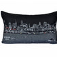14" X 24" Dark Gray And White Philadelphia Nighttime Skyline Lumbar Decorative Pillow