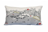 14" X 24" Cream Pittsburgh Daylight Skyline Lumbar Decorative Pillow