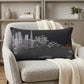 14" X 25" Dark Gray And White San Francisco Nighttime Skyline Lumbar Decorative Pillow