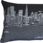 14" X 25" Dark Gray And White San Francisco Nighttime Skyline Lumbar Decorative Pillow