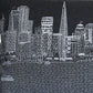 14" X 25" Dark Gray And White San Francisco Nighttime Skyline Lumbar Decorative Pillow