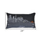 14" X 25" Dark Gray And White San Francisco Nighttime Skyline Lumbar Decorative Pillow