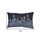 14" X 24" Dark Gray And White Shanghai Nighttime Skyline Lumbar Decorative Pillow