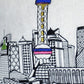 14" X 25" Cream Shanghai Daylight Skyline Lumbar Decorative Pillow