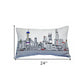 25" White Shanghai Daylight Skyline Lumbar Decorative Pillow