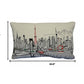 25" White Tokyo Daylight Skyline Lumbar Decorative Pillow