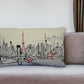 25" White Tokyo Daylight Skyline Lumbar Decorative Pillow