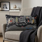 14" X 25" Dark Gray And White Tulsa Nighttime Skyline Lumbar Decorative Pillow