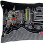 14" X 25" Dark Gray And White Tulsa Nighttime Skyline Lumbar Decorative Pillow
