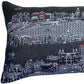 14" X 35" Dark Gray And White Amsterdam Nighttime Skyline Lumbar Decorative Pillow