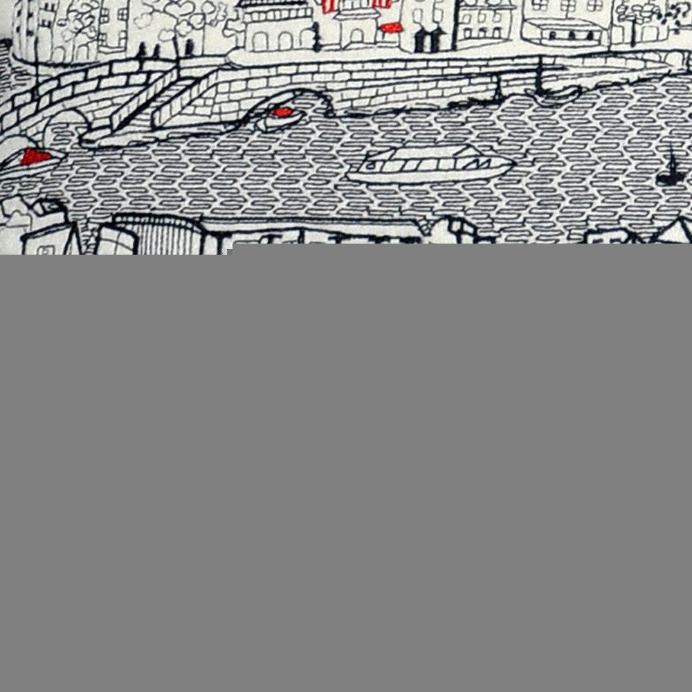 14" X 35" Cream Amsterdam Daylight Skyline Lumbar Decorative Pillow