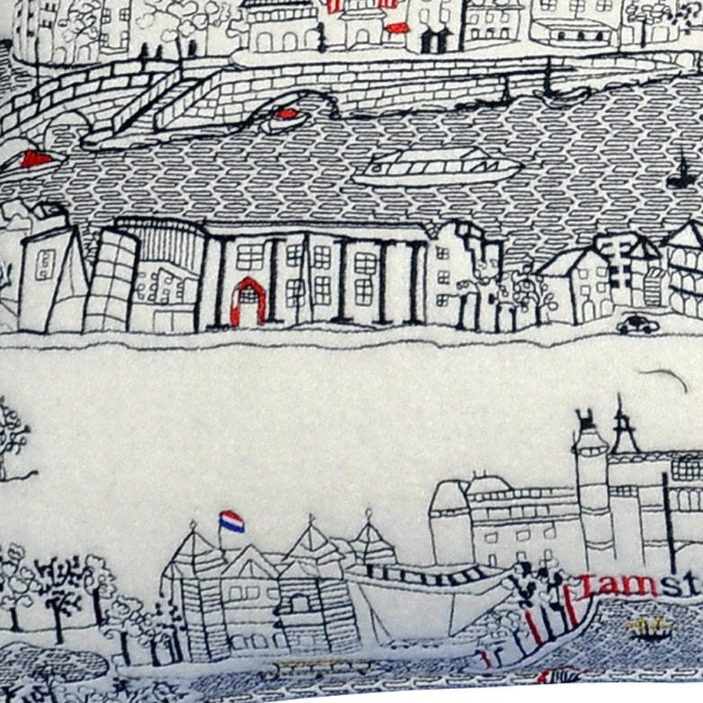 14" X 35" Cream Hometown Pride Wool Lumbar Throw Pillow