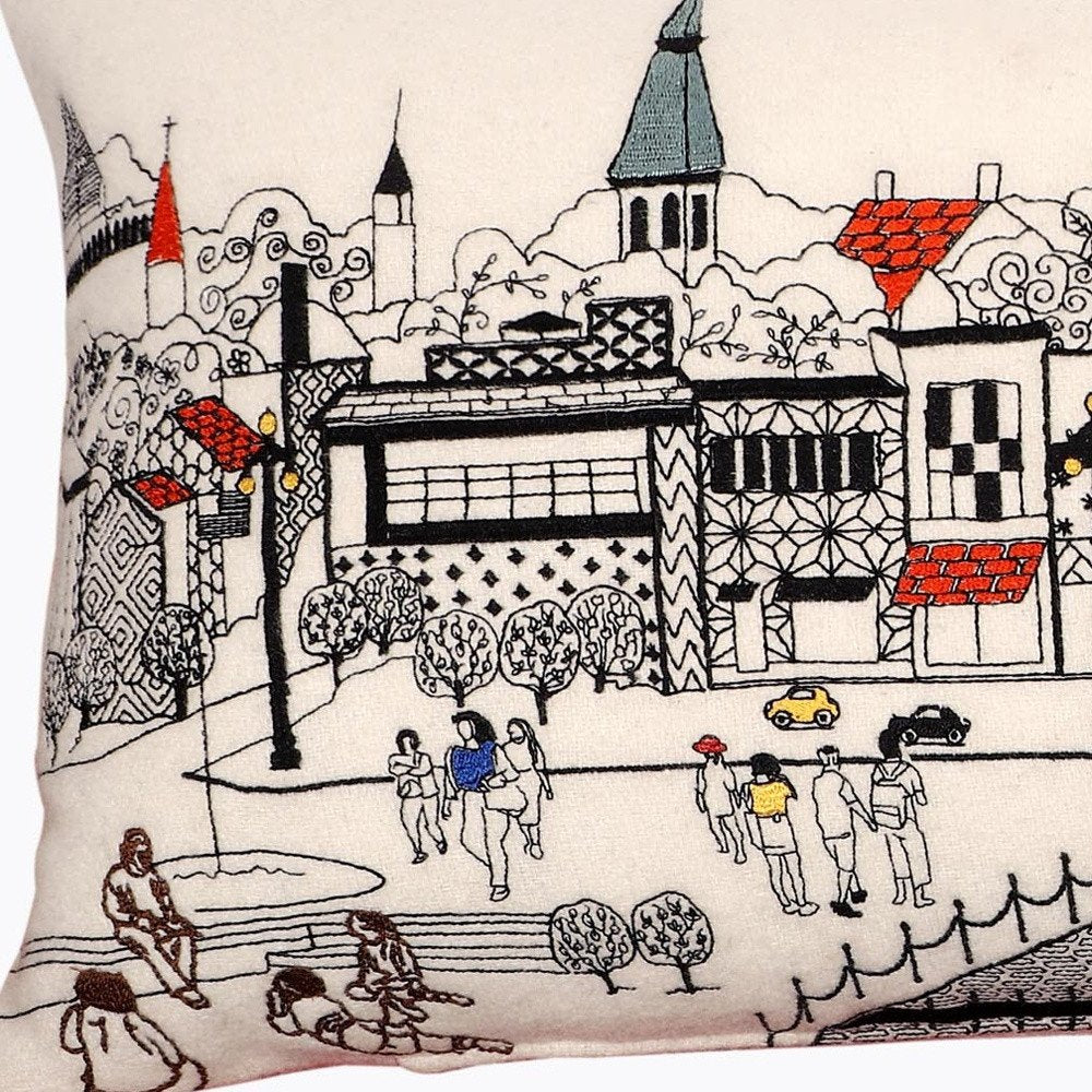 14" X 35" Cream Hometown Pride Wool Lumbar Throw Pillow