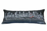 14" X 35" Dark Gray And White Atlanta Nighttime Skyline Lumbar Decorative Pillow