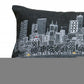 14" X 35" Dark Gray And White Atlanta Nighttime Skyline Lumbar Decorative Pillow