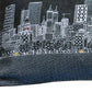 14" X 35" Dark Gray And White Atlanta Nighttime Skyline Lumbar Decorative Pillow