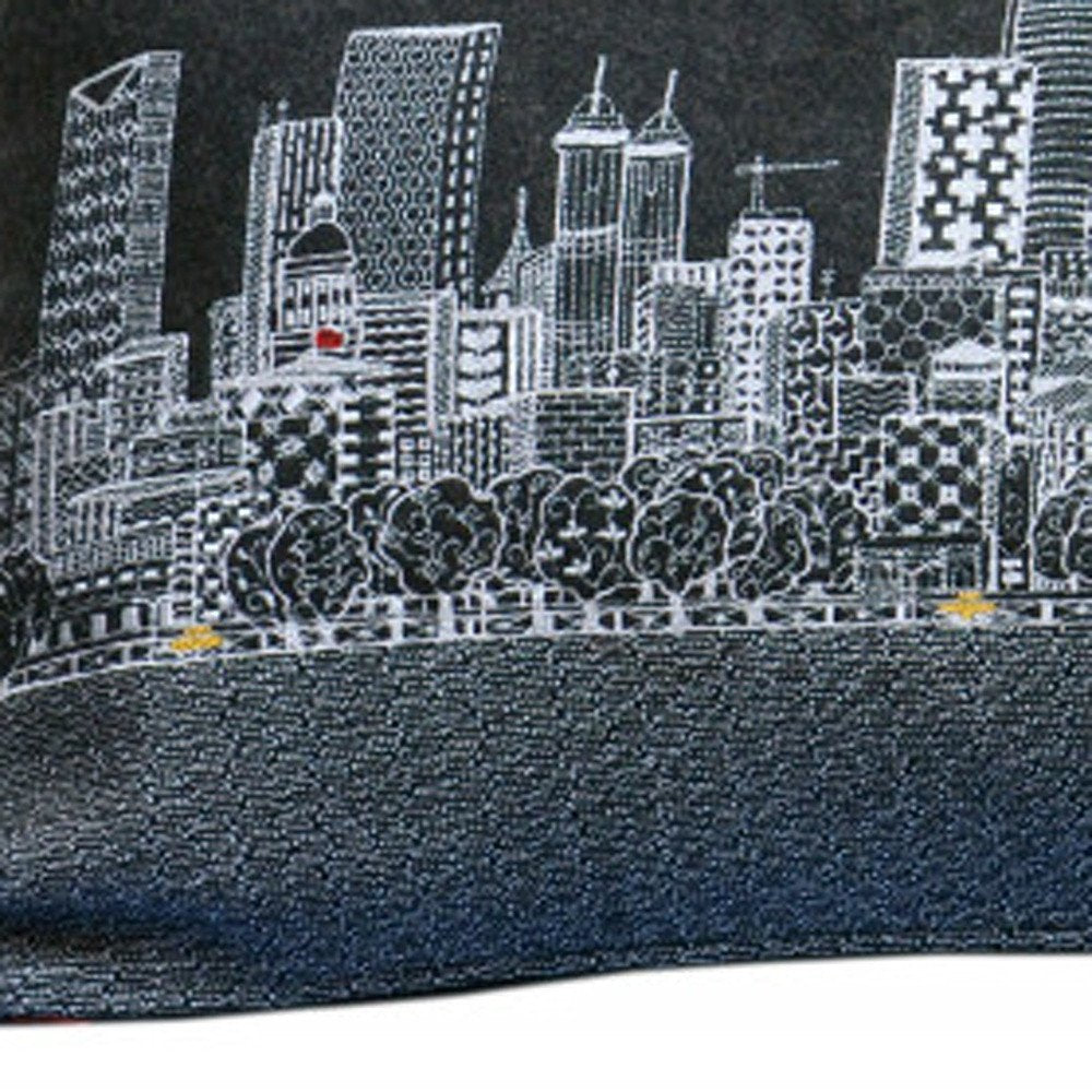 14" X 35" Dark Gray And White Atlanta Nighttime Skyline Lumbar Decorative Pillow