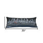 14" X 35" Dark Gray And White Atlanta Nighttime Skyline Lumbar Decorative Pillow