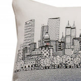 14" X 35" Cream Atlanta Daytime Skyline Lumbar Decorative Pillow