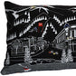 14" X 35" Dark Gray And White Aspen Nighttime Skyline Lumbar Wool Throw Pillow