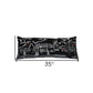 14" X 35" Dark Gray And White Aspen Nighttime Skyline Lumbar Wool Throw Pillow