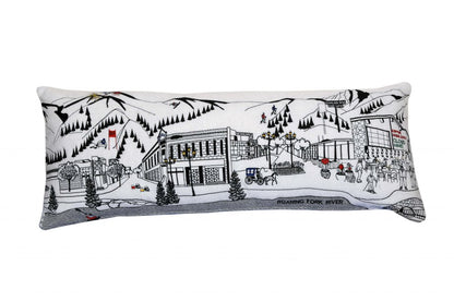14" X 35" Cream Aspen Daylight Skyline Lumbar Decorative Pillow