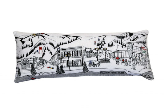 14" X 35" Cream Aspen Daylight Skyline Lumbar Decorative Pillow