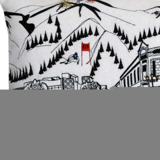 14" X 35" Cream Aspen Daylight Skyline Lumbar Decorative Pillow