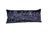14" X 35" Dark Gray And White Austin Nighttime Skyline Lumbar Decorative Pillow