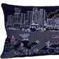 14" X 35" Dark Gray And White Austin Nighttime Skyline Lumbar Decorative Pillow